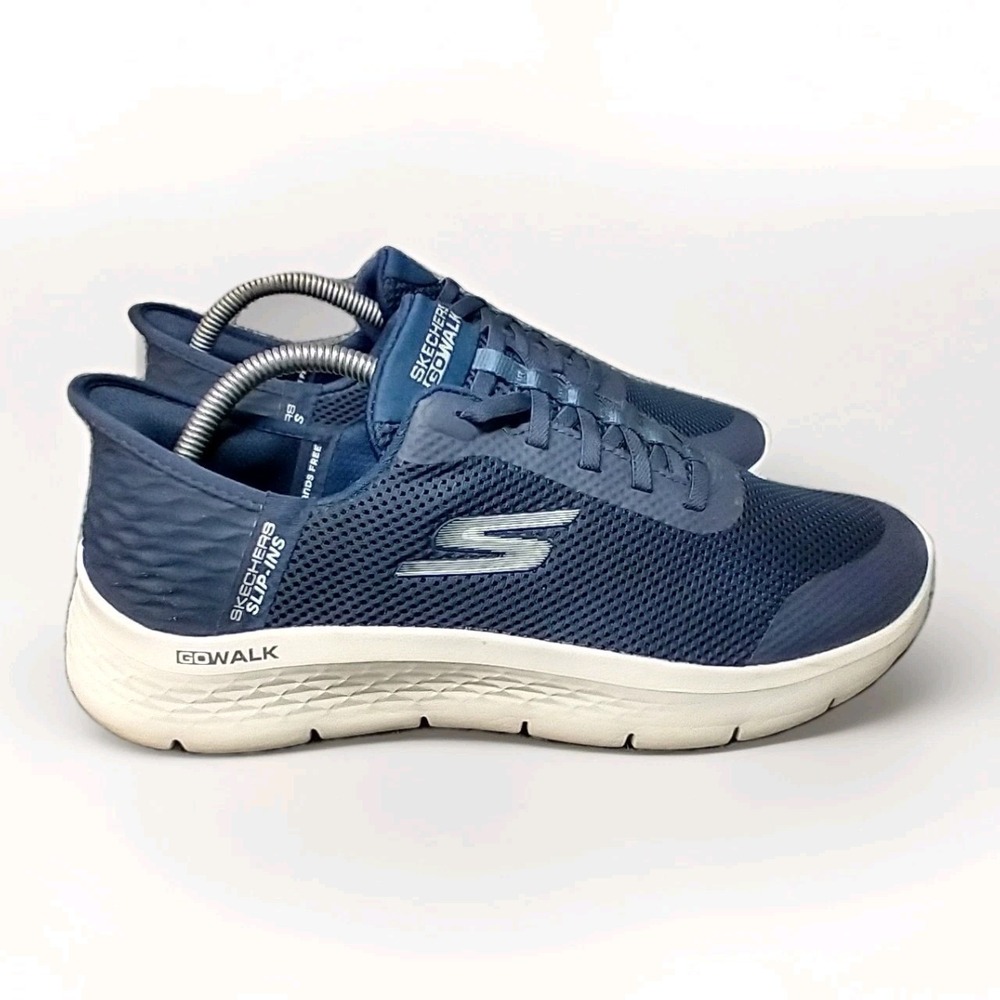 Skechers Hands Free Slip-ins Go Walk Wonens‎ 10 Wide Navy Blue Sneakers 124836W
